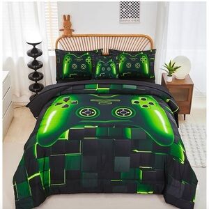 Gaming Controller Black and Green Bedding Set